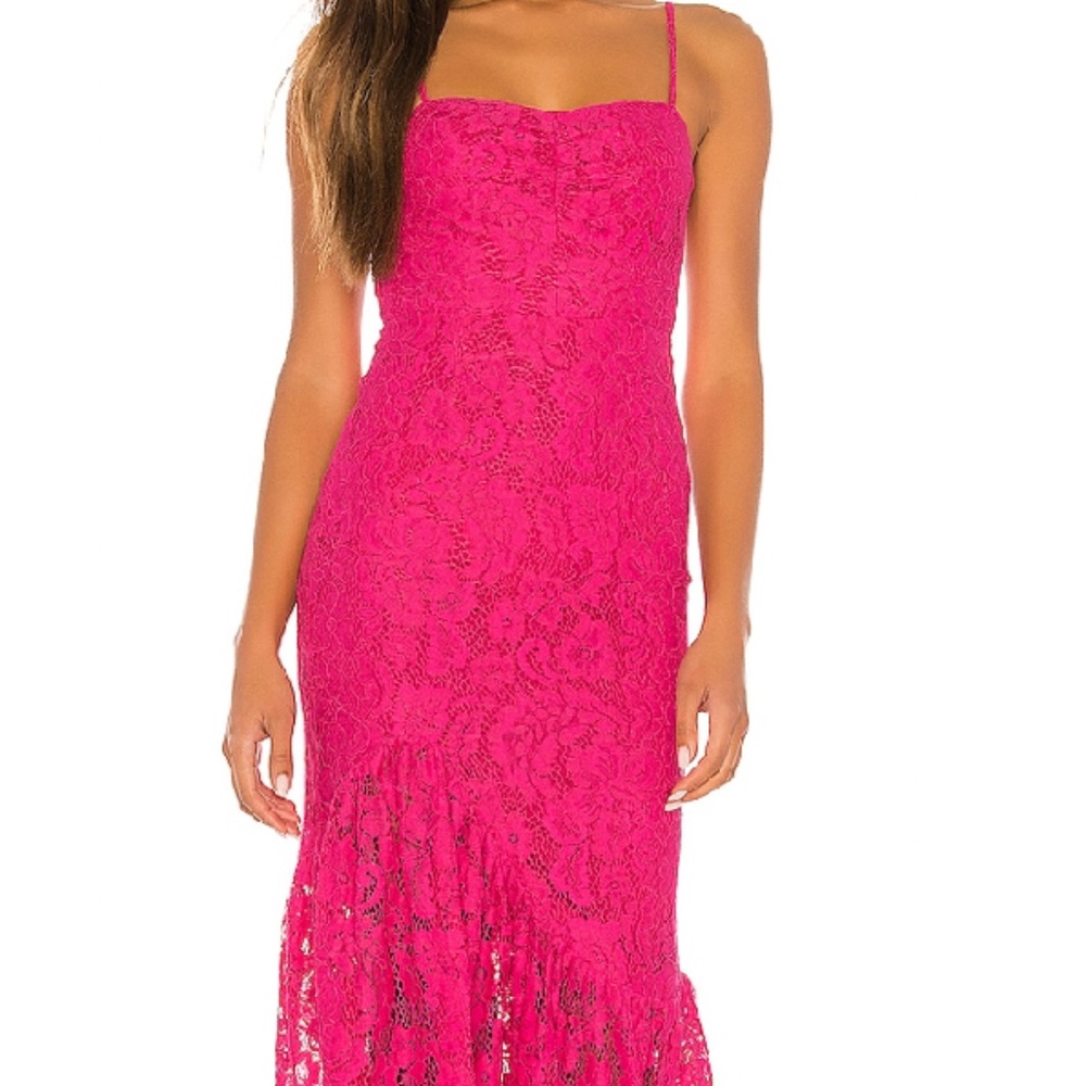 Heart of Gold Maxi Dress (XS), fuchsia pink, lace